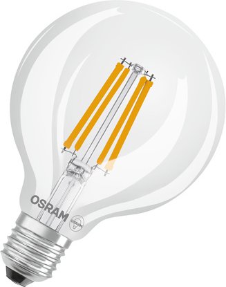 Osram LED Classic Globe 95 60, Filament, EEK A, 3,8 W, 806 lm, E27, warmweiß, klar