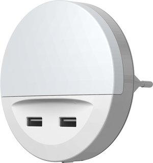 LEDVANCE Sockel-Nachtlicht LUNETTA USB, mit USB-Ausgängen, Tag-/Nachtsensor, IP20