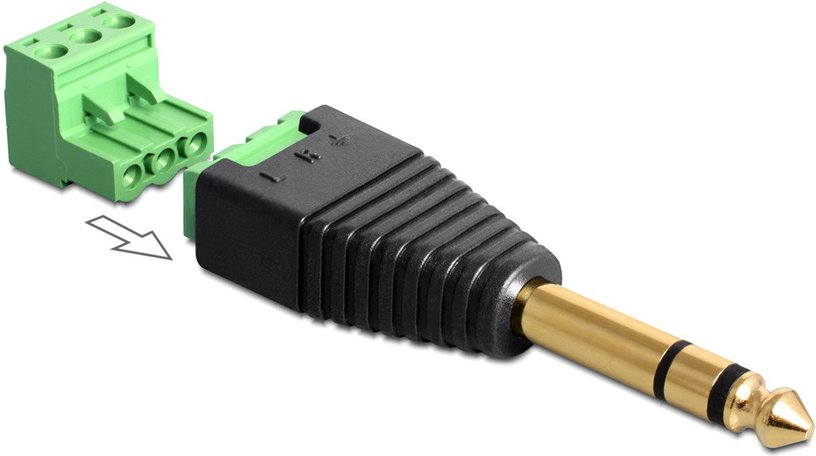 Delock Adapter Terminalblock > Klinke 6,35 mm Stecker 3 Pin 2-teilig