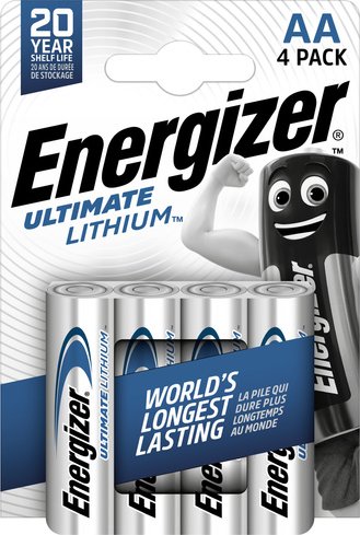 Energizer Ultimate Lithium-Batterie Mignon AA, 1,5V, 3000 mAh, 4er Pack