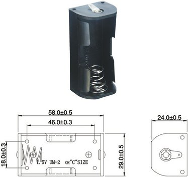 Batteriehalter für 1 x Baby Batterie mit Lötanschluss