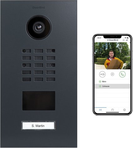 DoorBird Smart Home IP Video Türstation D2101V, Edelstahl, pulverbeschichtet in RAL 7016