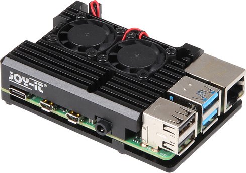Joy-IT-SBC-Gehäuse Armor Case Block Active für Raspberry Pi 4, inkl aktiver Kühler, schwarz