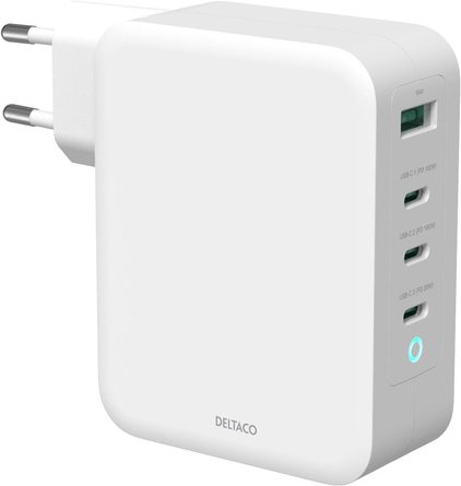Deltaco 4-fach USB-C/A-Schnell-Ladegerät USBC-GAN04, mit bis zu 130 W mit Power Delivery