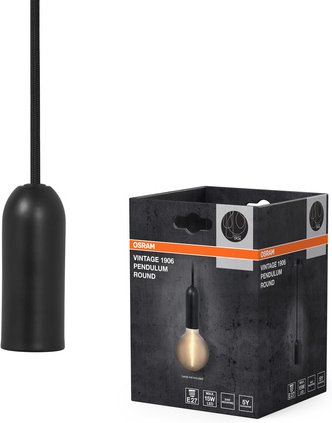 OSRAM Vintage 1906® Pendelleuchte ROUND, E27, schwarz, ohne Leuchtmittel