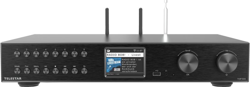 TELESTAR HiFi‑Tuner TOP 500, Internet Radio DAB+ UKW Bluetooth Streaming