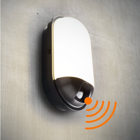 Thumbnail - HEITRONIC 20-W-LED-Wand-/Deckenleuchte Toledo mit 120°-Bewegungsmelder, oval, IP65