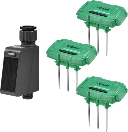 OSRAM SMART + Smart Home Bewässerungsset, 3x Bodenfeuchtesensor, 1x Bewässerungscontroller, WLAN