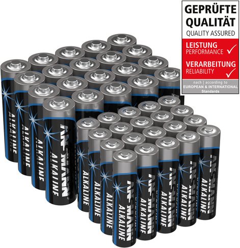 Ansmann Alkaline Batterie Vorratspack, 20x Mignon AA, 20x Micro AAA