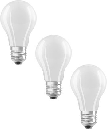 Osram LED Classic A 60, Filament, EEK A, 3,8 W, 806 lm, E27, warmweiß, matt, 3er Pack
