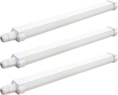 Blulaxa 3er-Set 25-W-LED-Feuchtraumwannenleuchte HumiLED fix slim, 3000 lm, 4000 K, IP65, 150 cm