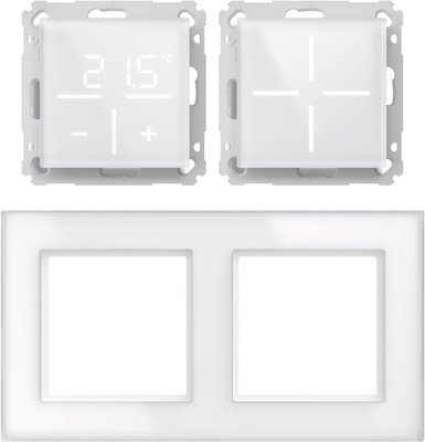 Homematic IP Smart Home Set Glastaster + Glas-Thermostat mit CO2-Sensor + Glasrahmen, weiß, 1x WGS, 1x WGTC, 1x GF2