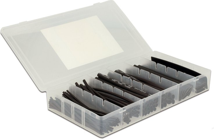 Delock 100-tlg. Schrumpfschlauch-Sortiment, schwarz