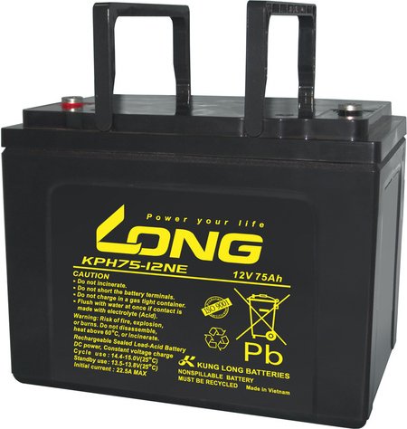 Kung Long Blei-Vlies-Akku KPH75-12NE, 12 V, 75 Ah, zyklenfest