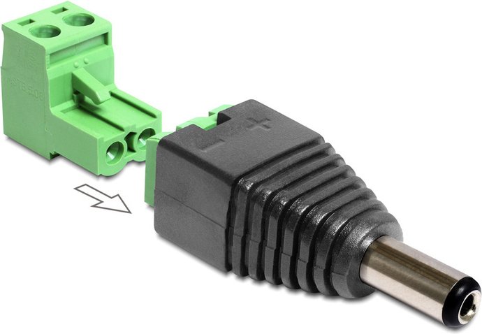 Delock Adapter Terminalblock > DC 2,5 x 5,5 mm Stecker 2-teilig