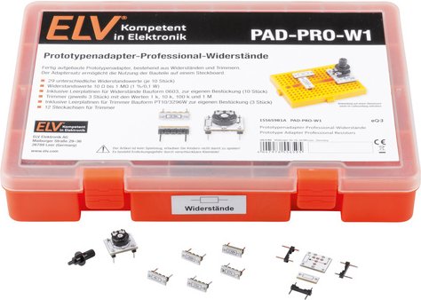 ELV Prototypenadapter – Professional – Widerstände W1, mit Aufbewahrungsbox, PAD-PRO-W1, 315 Teile