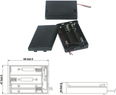 Batteriehalter für 3 x Mignon Batterie mit Anschlusskabel