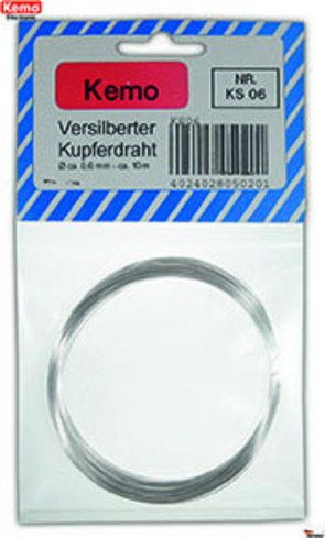 Thumbnail - Kemo Versilberter Kupferdraht (Silberdraht) Ø 0,6 mm, 10 m KS006