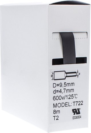 Schrumpfschlauch-Box, schwarz, 8 m, Durchmesser 9,5 mm