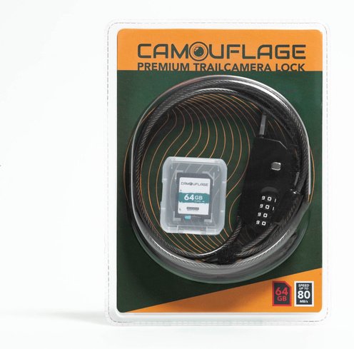 Camouflage Anti-Diebstahl Wildkamera-Schloss + SD-Karte 64GB