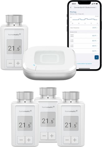 Homematic IP Smart Home Set Raumklima mit Access Point, 4 Heizkörperthermostate