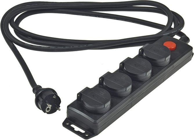 Chilitec 4-fach-Gartensteckdosenleiste für Außen, 4-fach, IP44, 3m Zuleitung, mit Ein-/Aus-Schalter