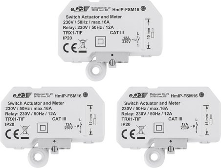 Homematic IP Smart Home 3er-Set Schalt-Mess-Aktor, 16 A, Unterputz