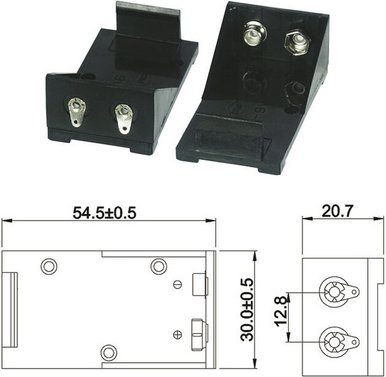 Batteriehalter für 1 x 9-V-Block mit Lötanschluss