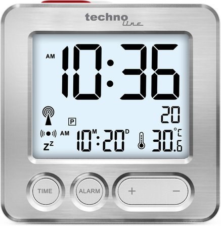 technoline Funkwecker mit Touch-Snooze, Display-Beleuchtung, kompakte Abmessungen