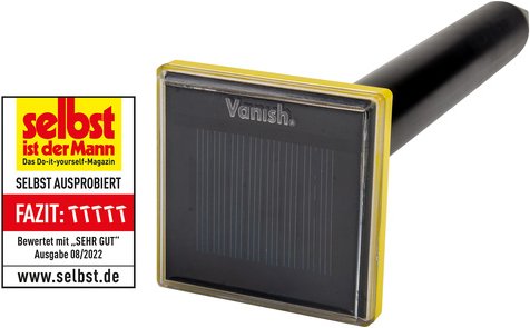 Vanish Solar-Maulwurfvertreiber MVT-2, Schallimpuls, max. 700 m² Wirkungsbereich, Solarbetrieb, IP65