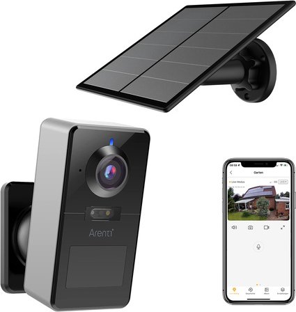 Arenti Spar-Set Akku-WLAN-Überwachungskamera POWER1 & Solar-Panel SP2-C, 2K-Auflösung, App