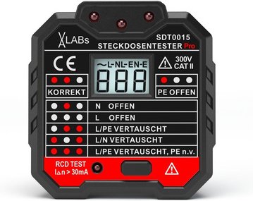 VA-LABs Steckdosentester SDT0015 mit RCD-Prüfung und LCD