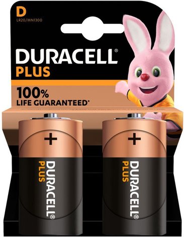 Duracell Plus Alkaline-Batterie D/Mono/LR20, 1,5V, 2er-Pack