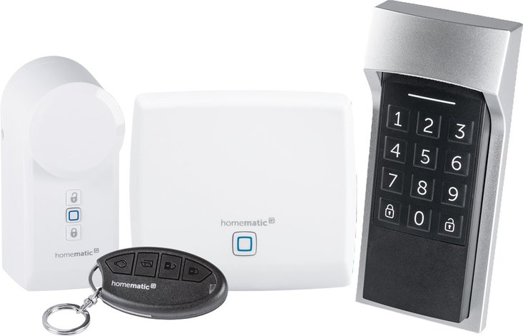 Homematic IP Smart Home Zugangslösung mit Access Point, Türschlossantrieb, Keypad und Fernbedienung