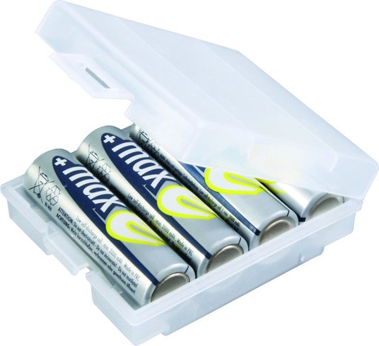 Batterie-/Akku-Box, weiß, für max. 4 Zellen AA/AAA