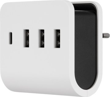 REV Ritter USB-Ladegerät Quad 3+1, Weiß/Schwarz