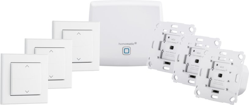 Homematic IP Set Beschattung Plus mit Access Point, 3x Rollladenaktor, 3x Tasterwippe