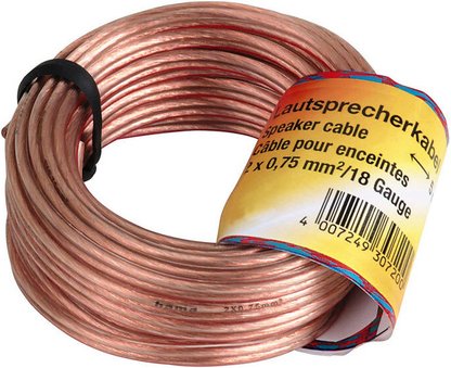 Hama Lautsprecherkabel 2 x 0,75 mm², 10 m, transparent