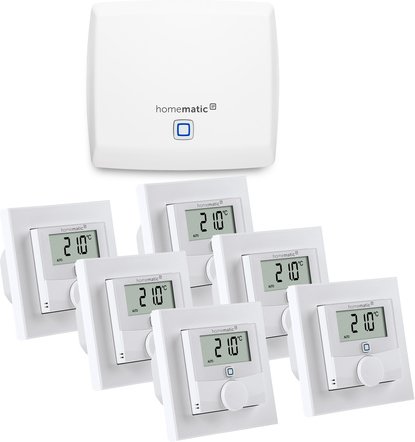 Homematic IP Set Raumklima mit Access Point, 6x Wandthermostat mit Schaltausgang 230 V