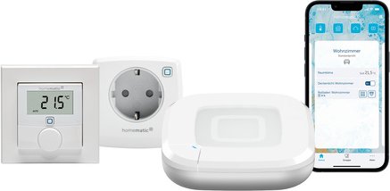 Homematic IP Smart Home Set Raumklima mit Access Point 2, Wandthermostat, Schalt-Messsteckdose