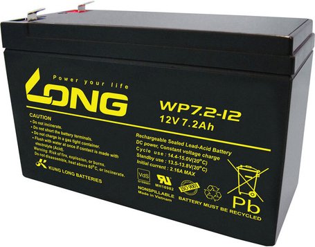 Kung Long VdS-Blei-AGM-Akku WP7.2-12-F1, 12V, 7,2 Ah