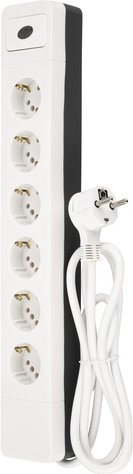 Steckdosenleiste COMBINI 6=12-fach mit Schalter, 1,4 m, weiß