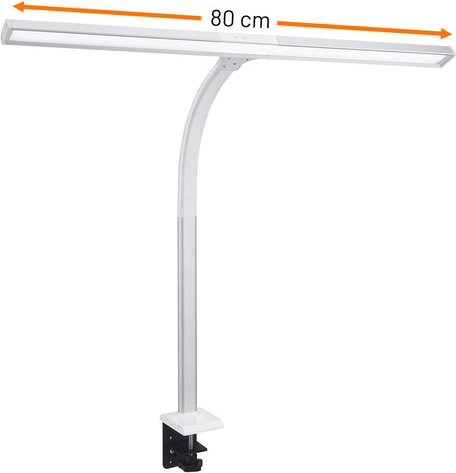 Thumbnail - FeinTech 20-W-LED-Schreibtischleuchte / LED-Klemmleuchte LTL00320E, Tischmontage, 80 cm, weiß-silber