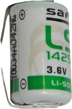 Saft Lithium Batterie mit Lötfahne LS-14250CNR, 1/2 Mignon AA, 3,6 V, 1200 mAh