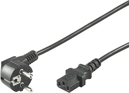 Thumbnail - Netzkabel, abgewinkelter Schutzkontakt auf Kaltgerätestecker IEC 320 C13, 5 m, schwarz
