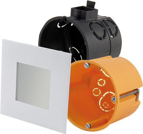 HEITRONIC 2,6-W-LED-Einbaupanel Nizza, passt in Schalter- und Hohlwanddosen, eckig, weiß, IP20