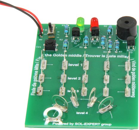 SOL-EXPERT Lötbausatz „Die goldene Mitte“, LED-Reaktionsspiel mit Tastersteuerung