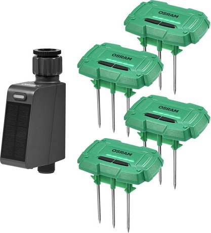 OSRAM SMART + Smart Home Bewässerungsset, 4x Bodenfeuchtesensor, 1x Bewässerungscontroller, WLAN