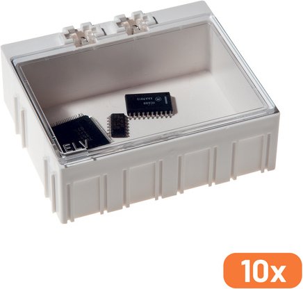 ELV 10er-Set SMD-Sortierbox, Altweiß, 23 x 62 x 54 mm