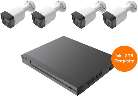 EZVIZ Smart Home Kamerasystem, lokale Datenspeicherung, 4 Kameras, 2-TB-Festplatte